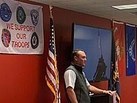 General Manager, Josh Carter, addresses employees on Veteran's Day.