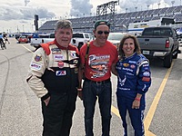 Keary & Jennifer, owners, with Nascar reporter Dick Berggren at the 2019 Champcar endurance race at Daytona International Speedway.