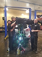 The technicians above the Mechanic Christmas tree