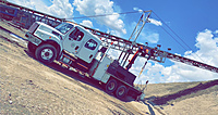Our service truck and crane for our Heavy Equipment Field Tech