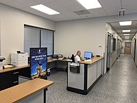 Front office and reception of the newly remodeled Body Shop and Collision Center.